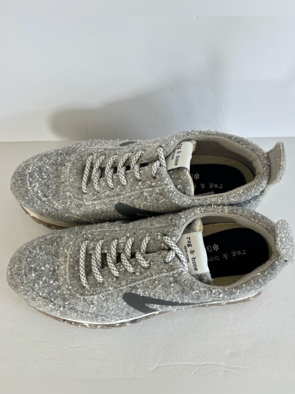Rag and Bone Retro Runner Gray Wool Textured Sneakers 7 - Picture 4 of 15